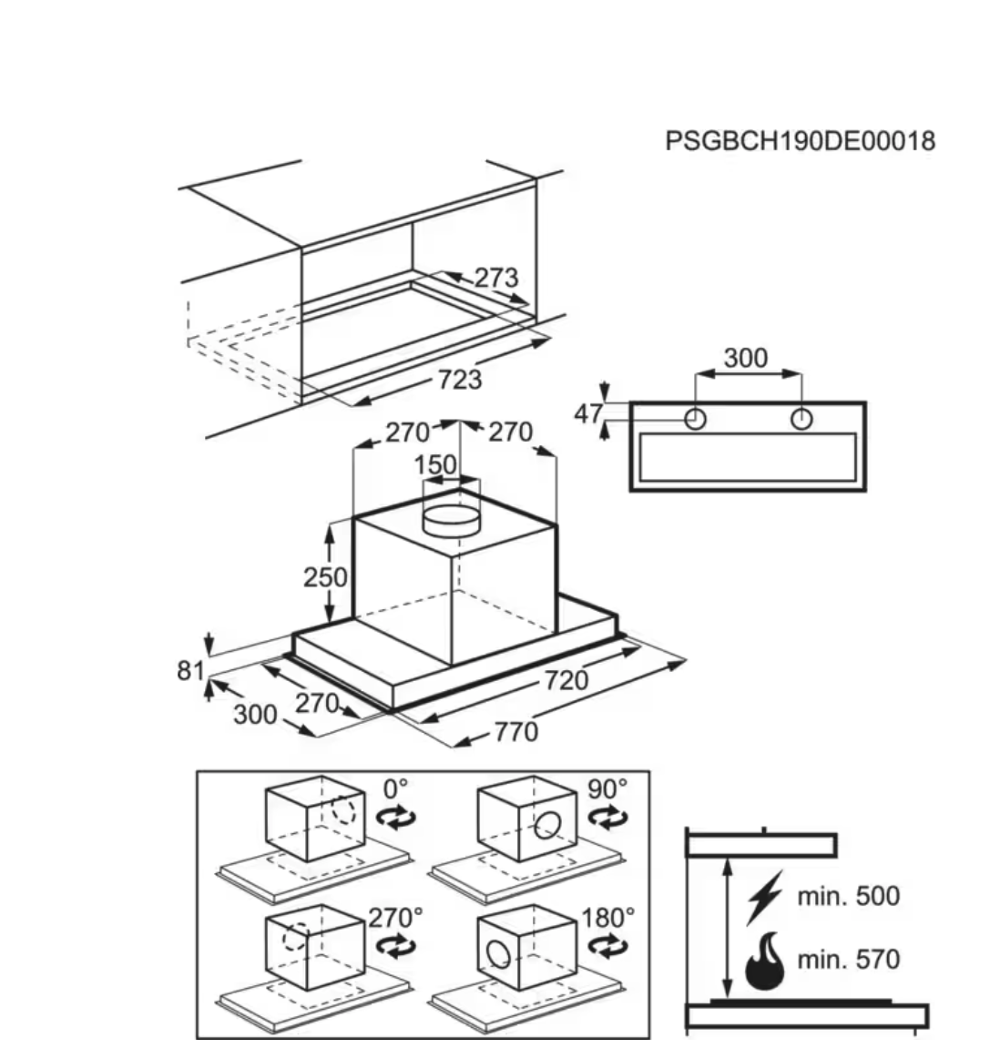 ELECTROLUX LFG719R 700 inbouw dampkap - 77cm