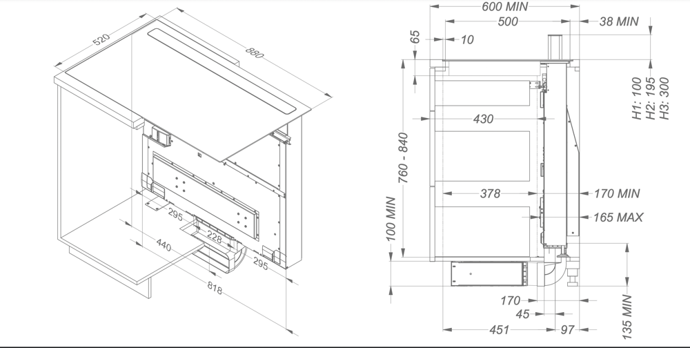 NOVY 1841 kookplaat met afzuiging - 88cm