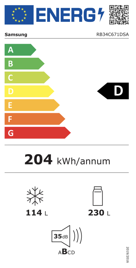 SAMSUNG RB34C671DS9/EF vrijstaande koel-/vriescombinatie - 185cm