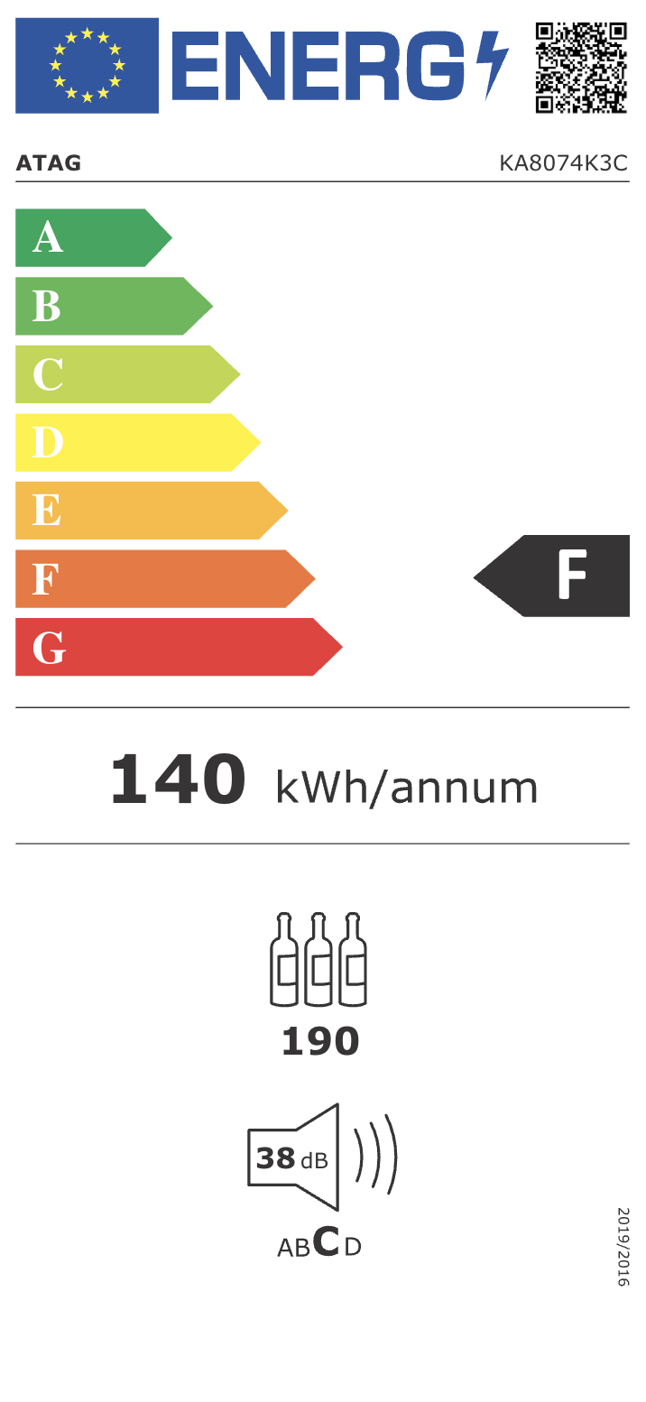 ATAG KA8074K3C vrijstaande wijnklimaatkast