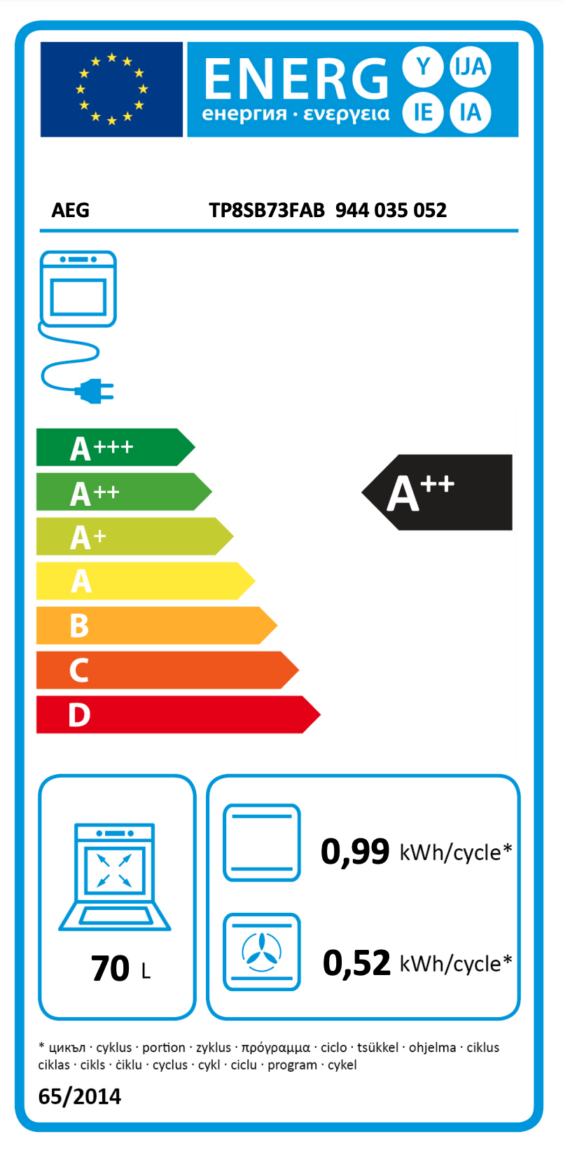 AEG TP8SB73FAB 8000 multifunctionele oven met stoom - 60cm