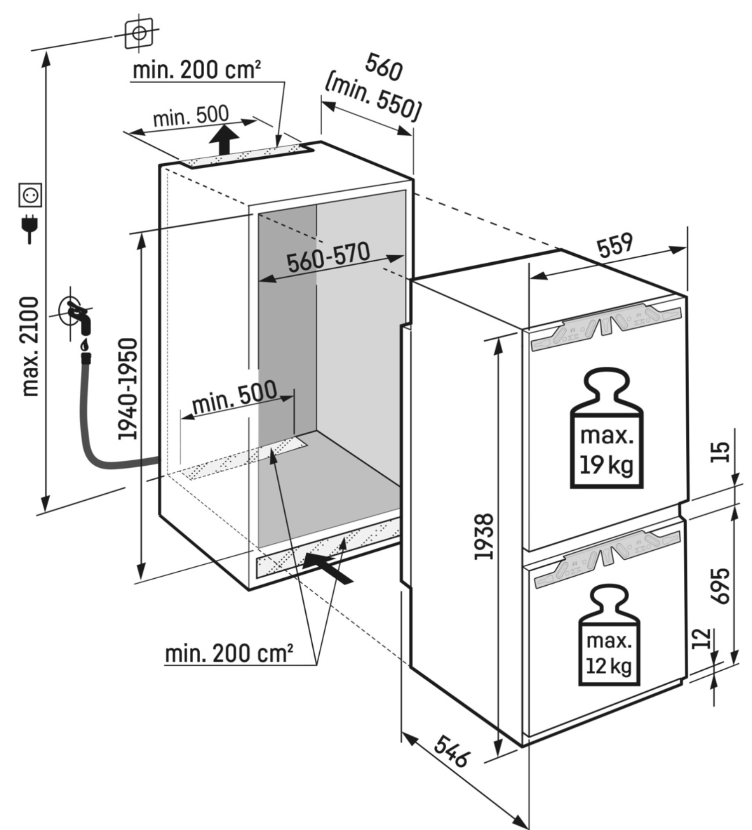 LIEBHERR ICBNCI566320 koel-/vriescombinatie - 193cm
