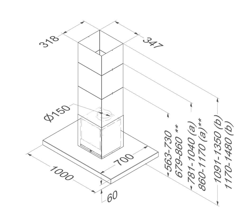 NOVY 7650 Flatline eilanddampkap - 100cm