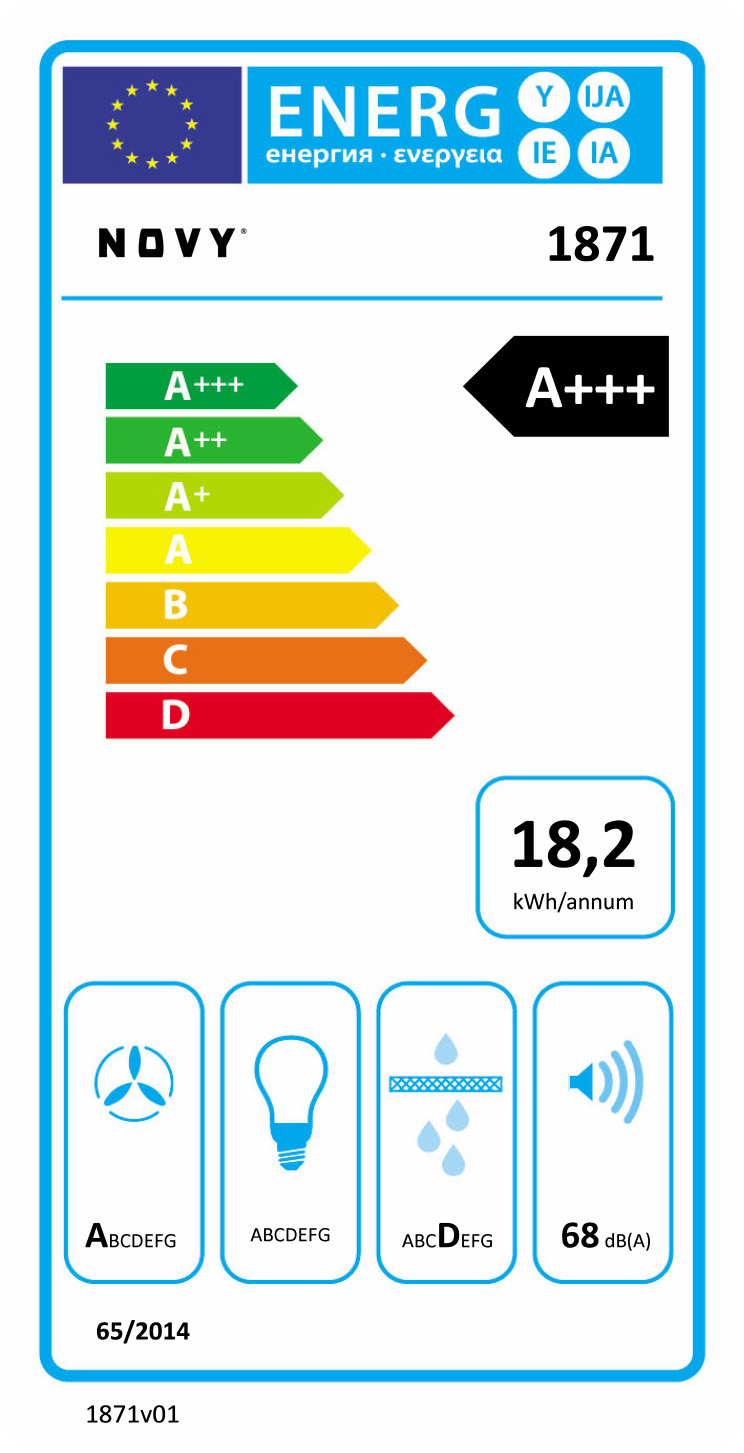NOVY 1871 EASY kookplaat met afzuiging - 65cm
