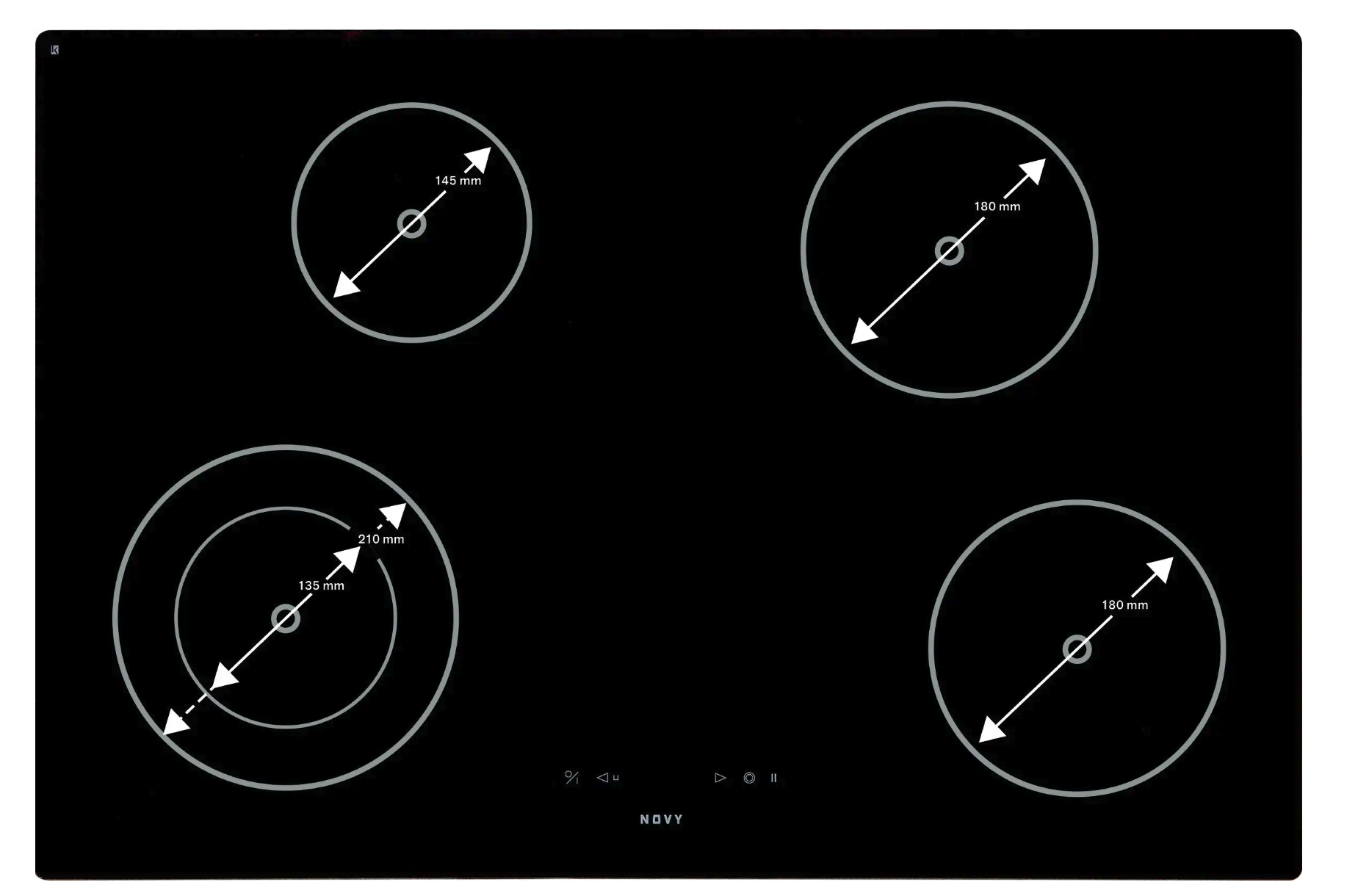 NOVY 1119 vitrokeramische kookplaat - 78cm