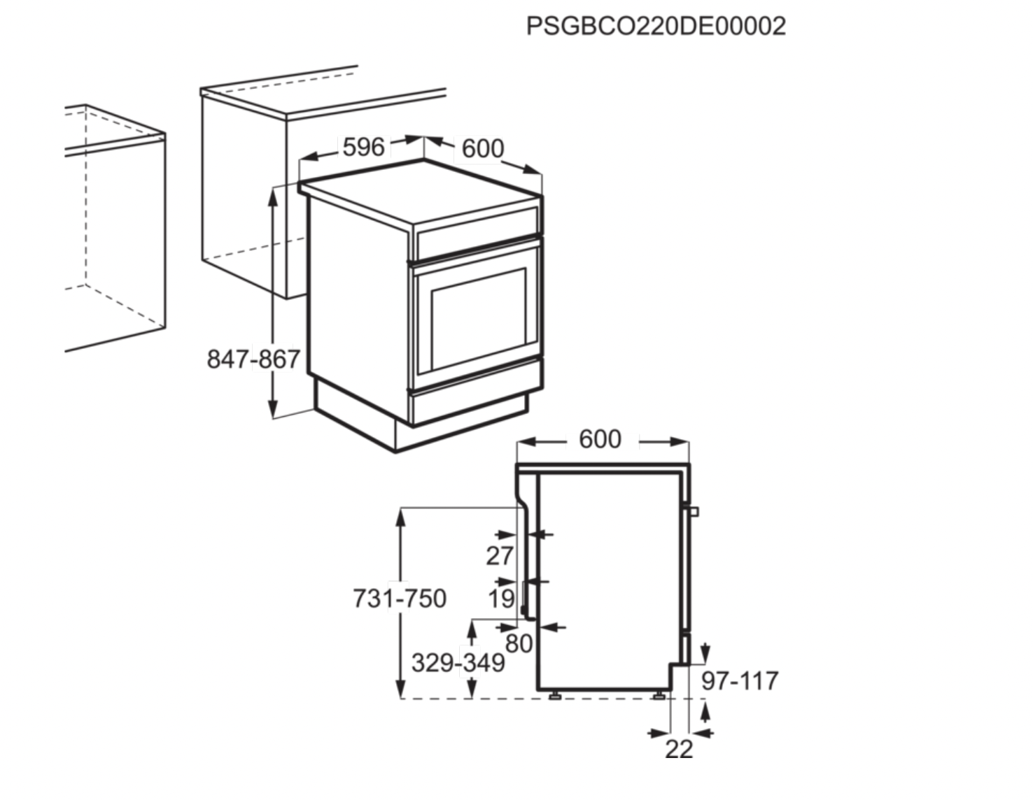 AEG CIB6490APM fornuis met inductie kookplaat - 60cm