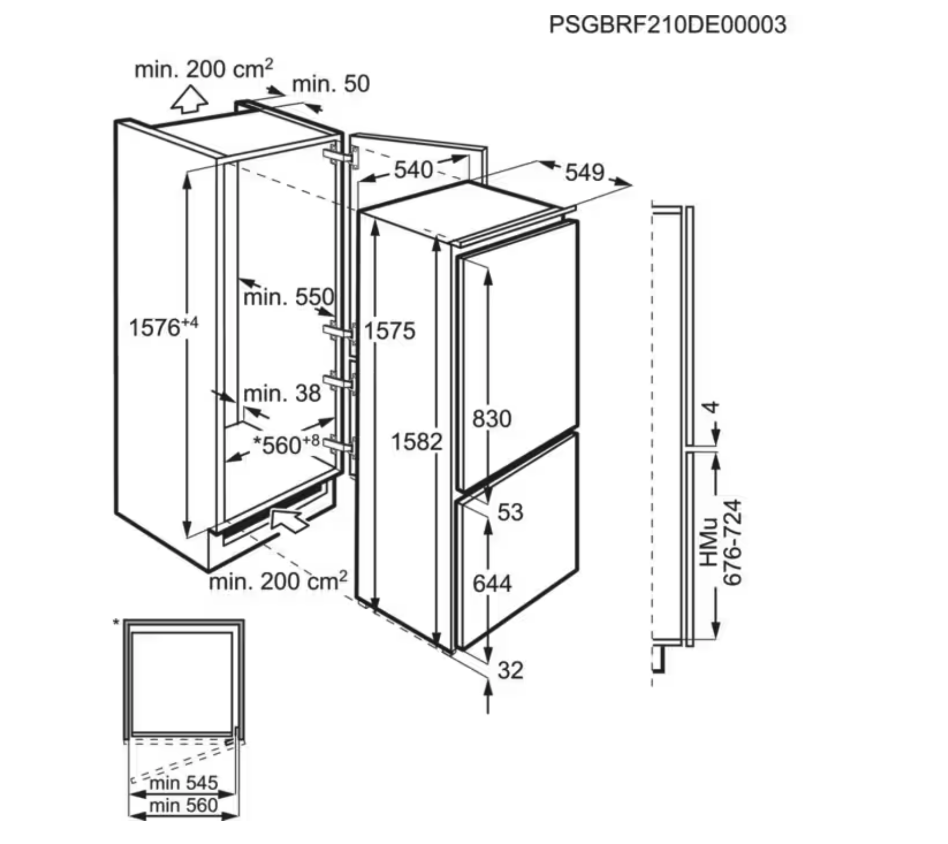 AEG TS5S161ES 5000 koel-/vriescombinatie - 158cm