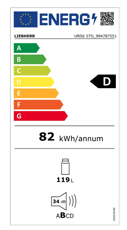LIEBHERR URDD375I20 onderbouw koelkast