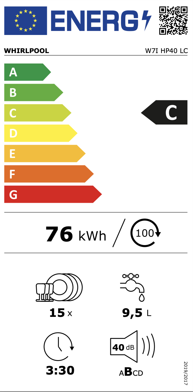 WHIRLPOOL W7IHP40LC vaatwasser volledig integreerbaar