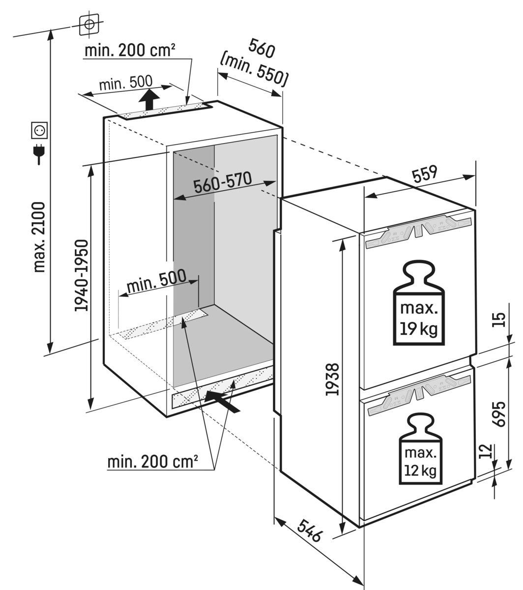 LIEBHERR ICND560320 koel-/vriescombinatie - 194cm
