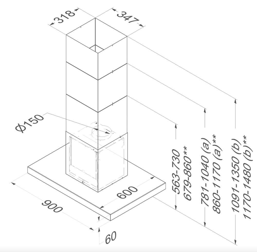 NOVY 7642 Flatline eilanddampkap - 90cm