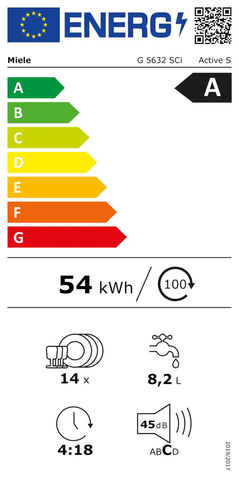 MIELE G5632SCIACTIVESRVS vaatwasser volledig integreerbaar