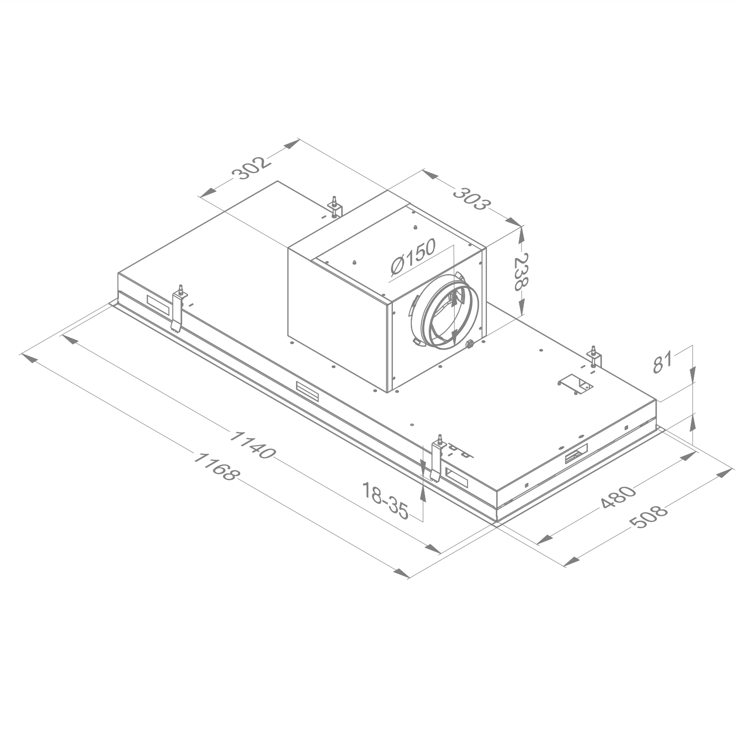 NOVY 6843 Pureline plafonddampkap - 120cm