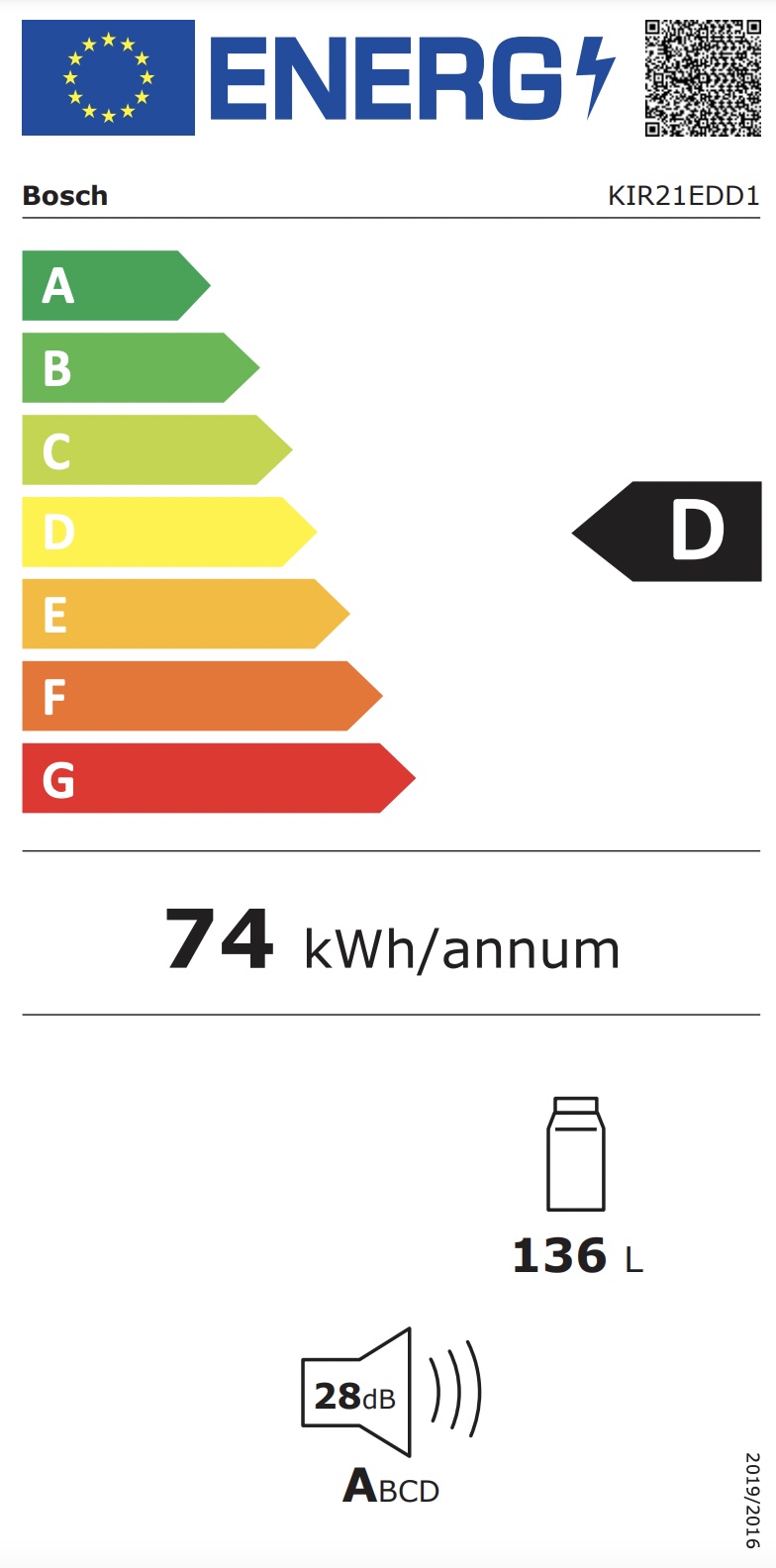 BOSCH KIR21EDD1 SERIE 6 koelkast zonder vriesvak - 88cm
