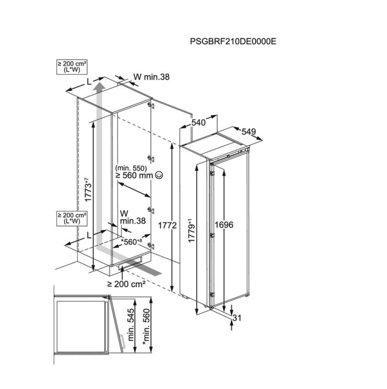 ELECTROLUX EUN7NE18S 700 inbouw vriezer - 178cm