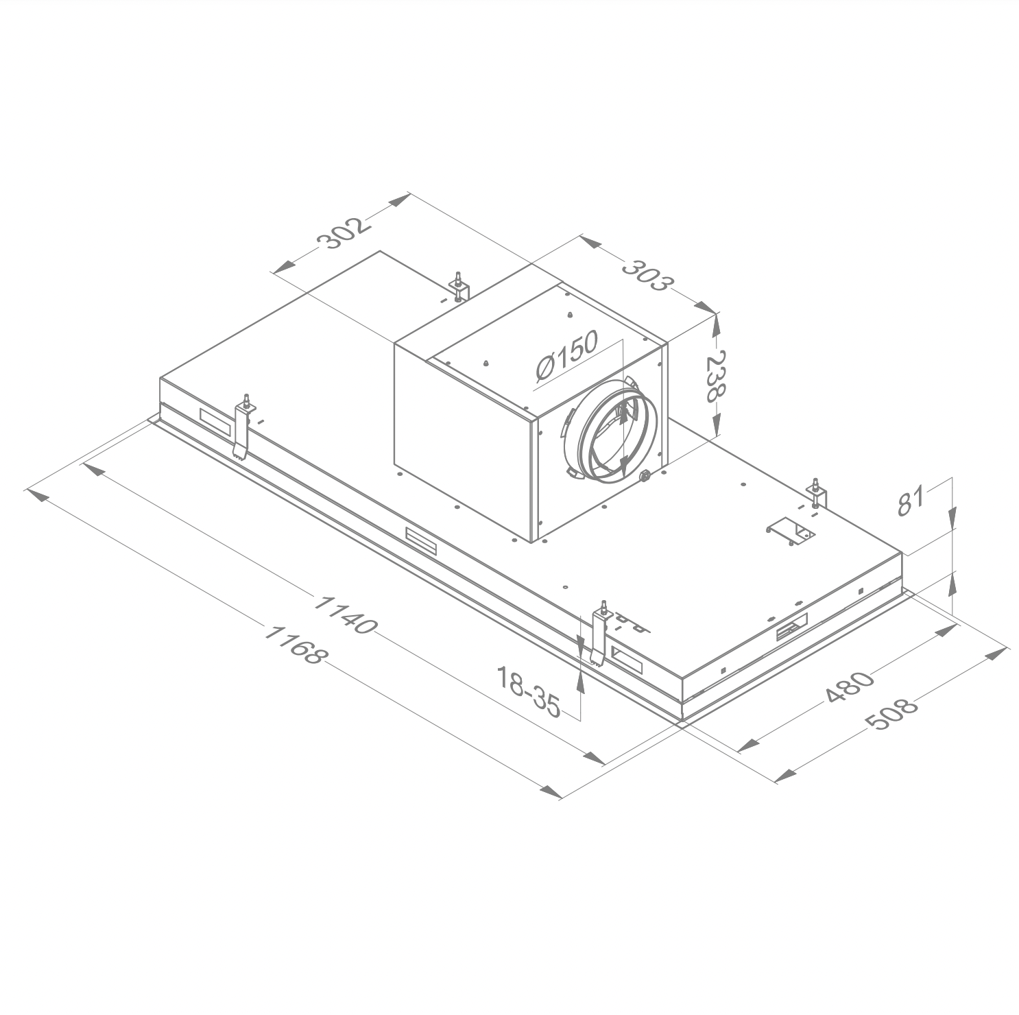 NOVY 6840 Pureline plafonddampkap - 120cm