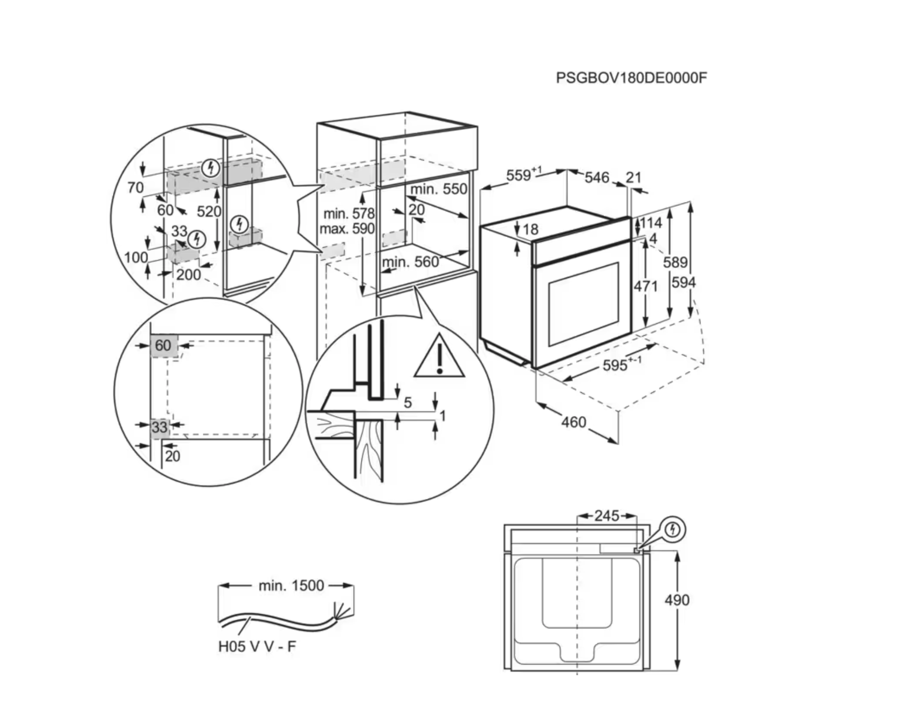 AEG TE8PB73ZAT 7000 multifunctionele oven - 60cm