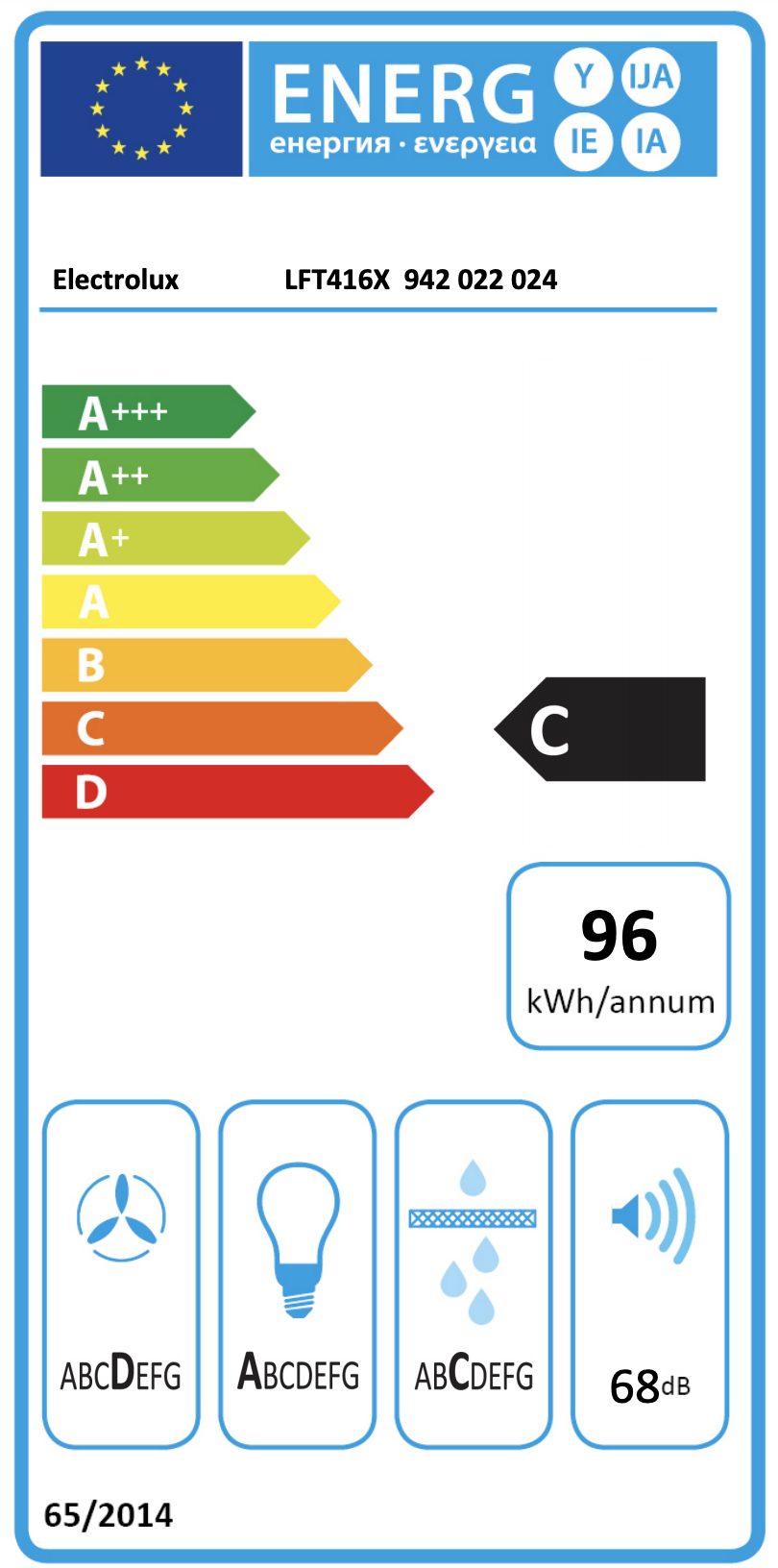 ELECTROLUX LFT416X 600 wandschouwdampkap - 60cm