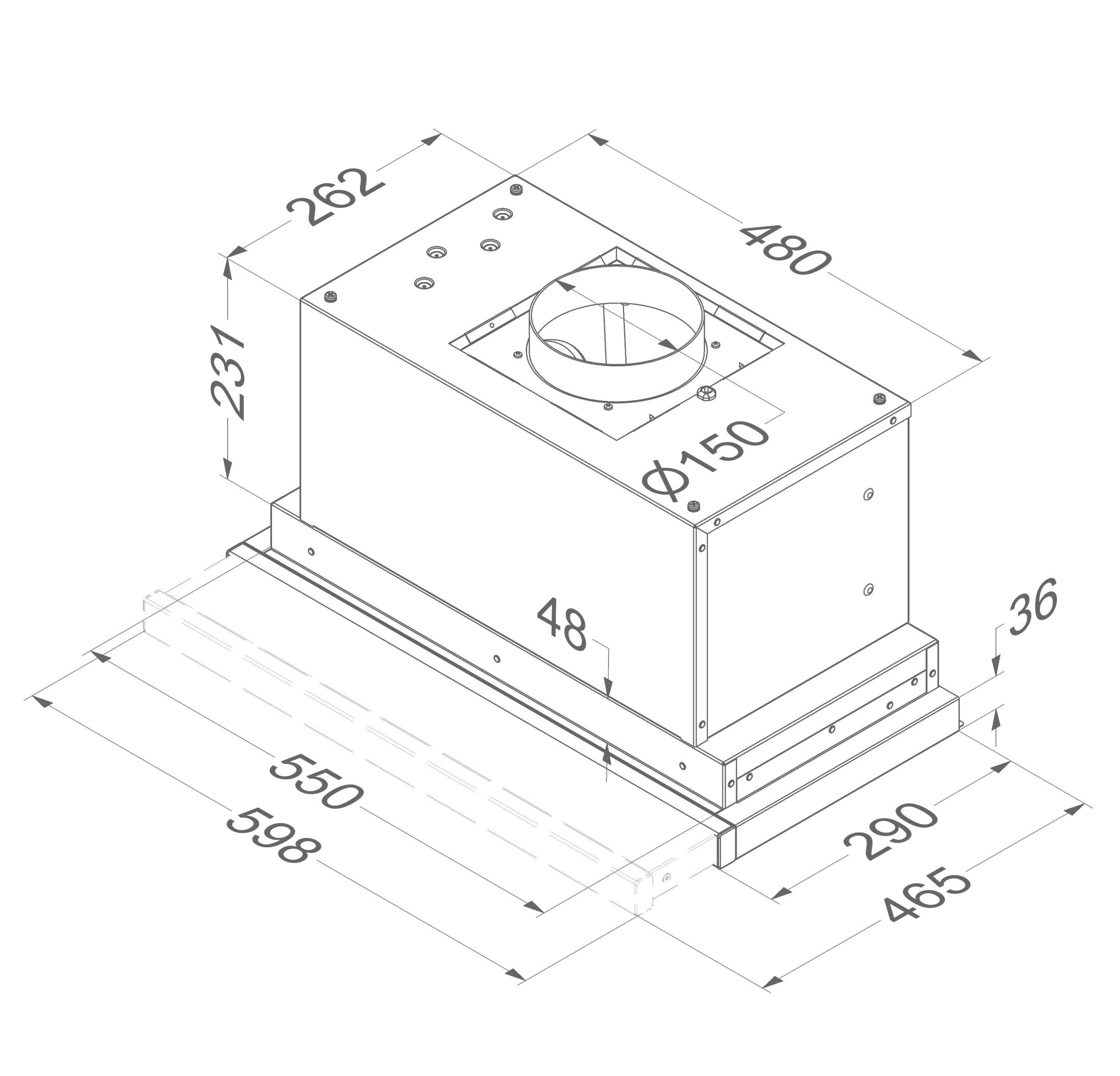 NOVY 650 telescopische dampkap - 60cm