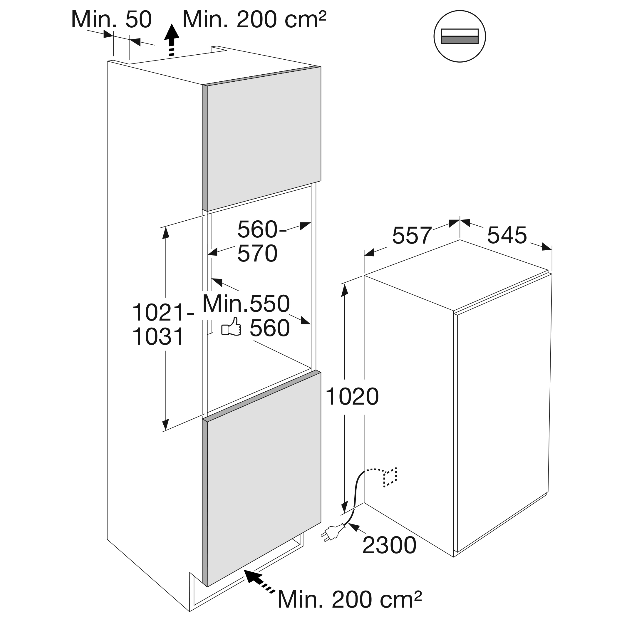 ATAG KD67102A koelkast zonder vriesvak  - 102cm