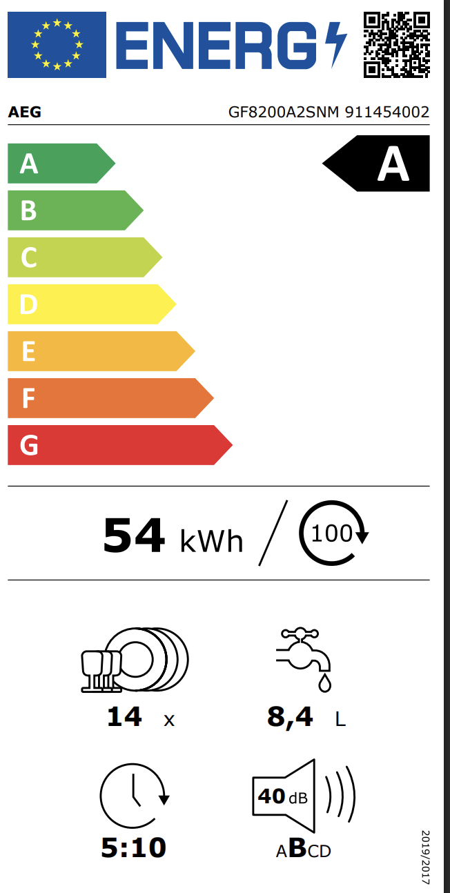 AEG GF8200A2SNM vrijstaande vaatwasser