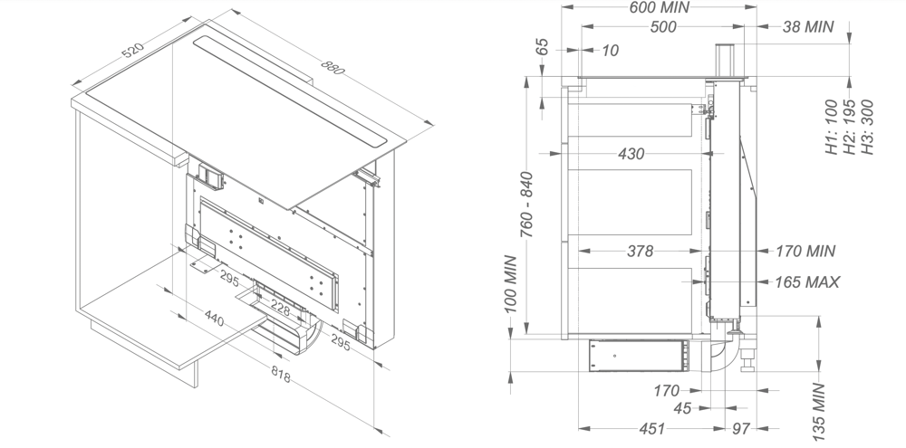 NOVY 1821 kookplaat met afzuiging - 88cm