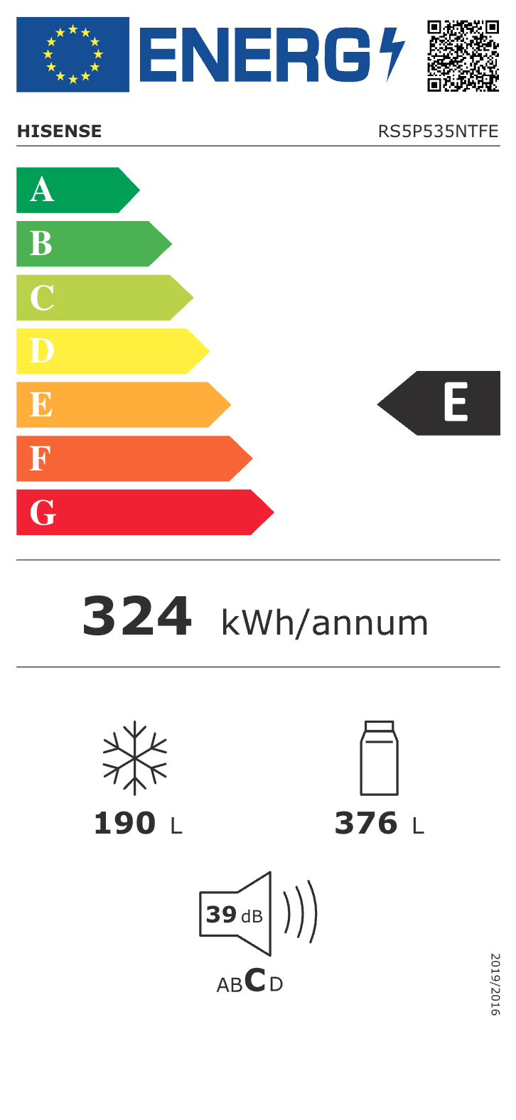 HISENSE RS5P535NTFE side-by-side - 178cm