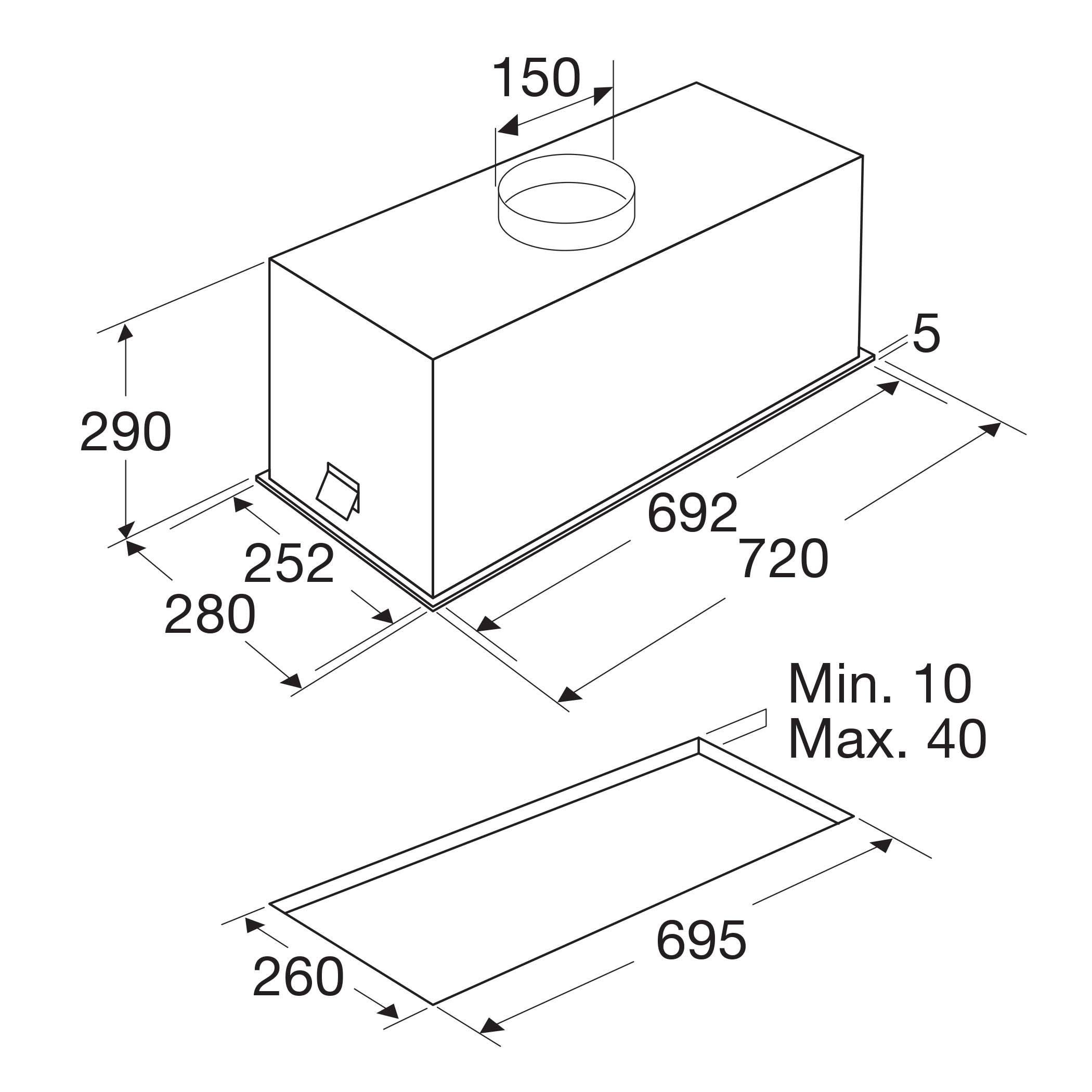 ATAG WU7092BM inbouwgroep - 70cm