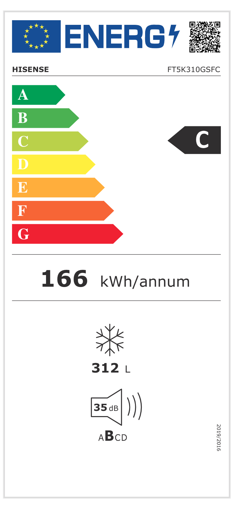 HISENSE FT5K310GSFC vrijstaande vriezer - 185cm