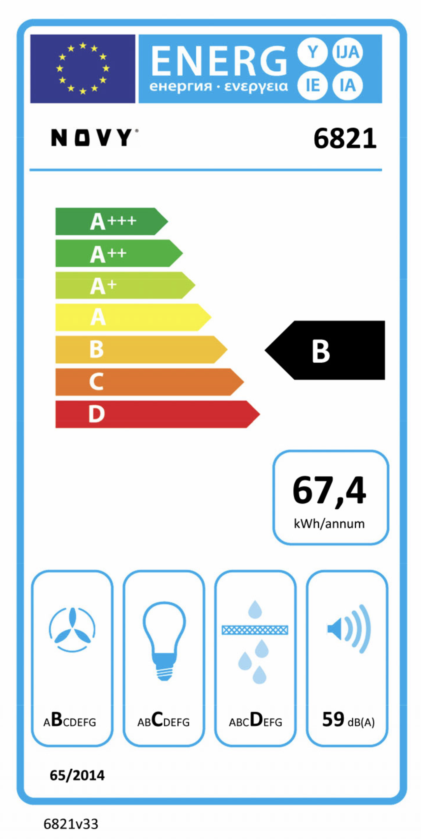 NOVY 6821 Pureline Compact plafonddampkap - 120cm
