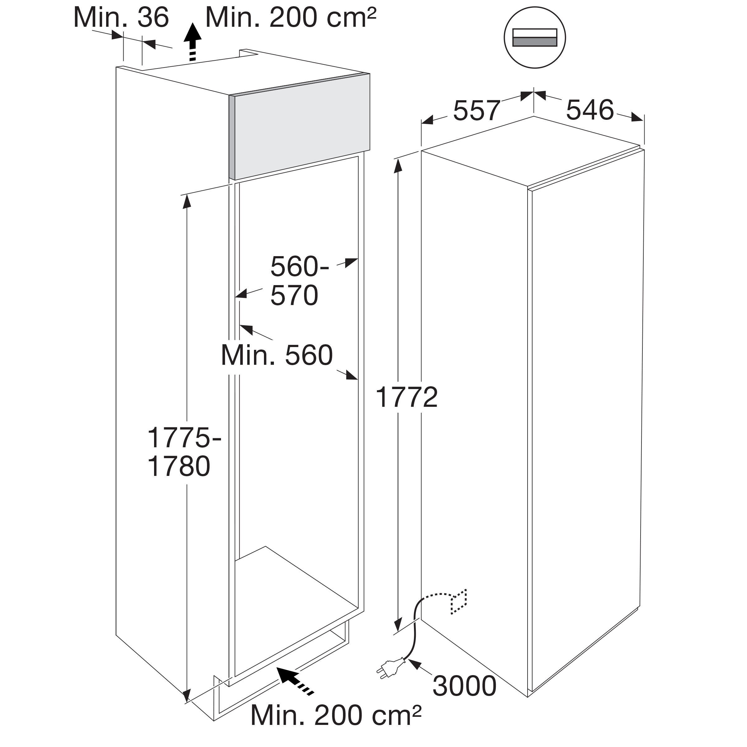 ATAG KDV9178ND inbouw vriezer - 178cm