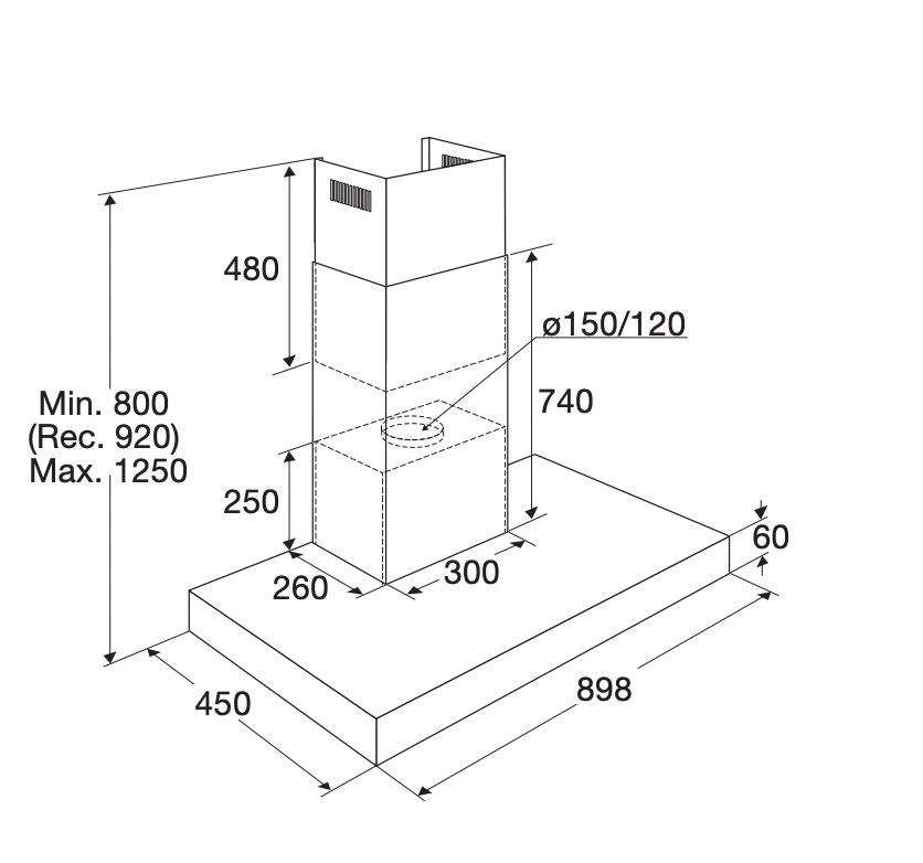 ATAG WS90292IM wandschouwdampkap - 90cm