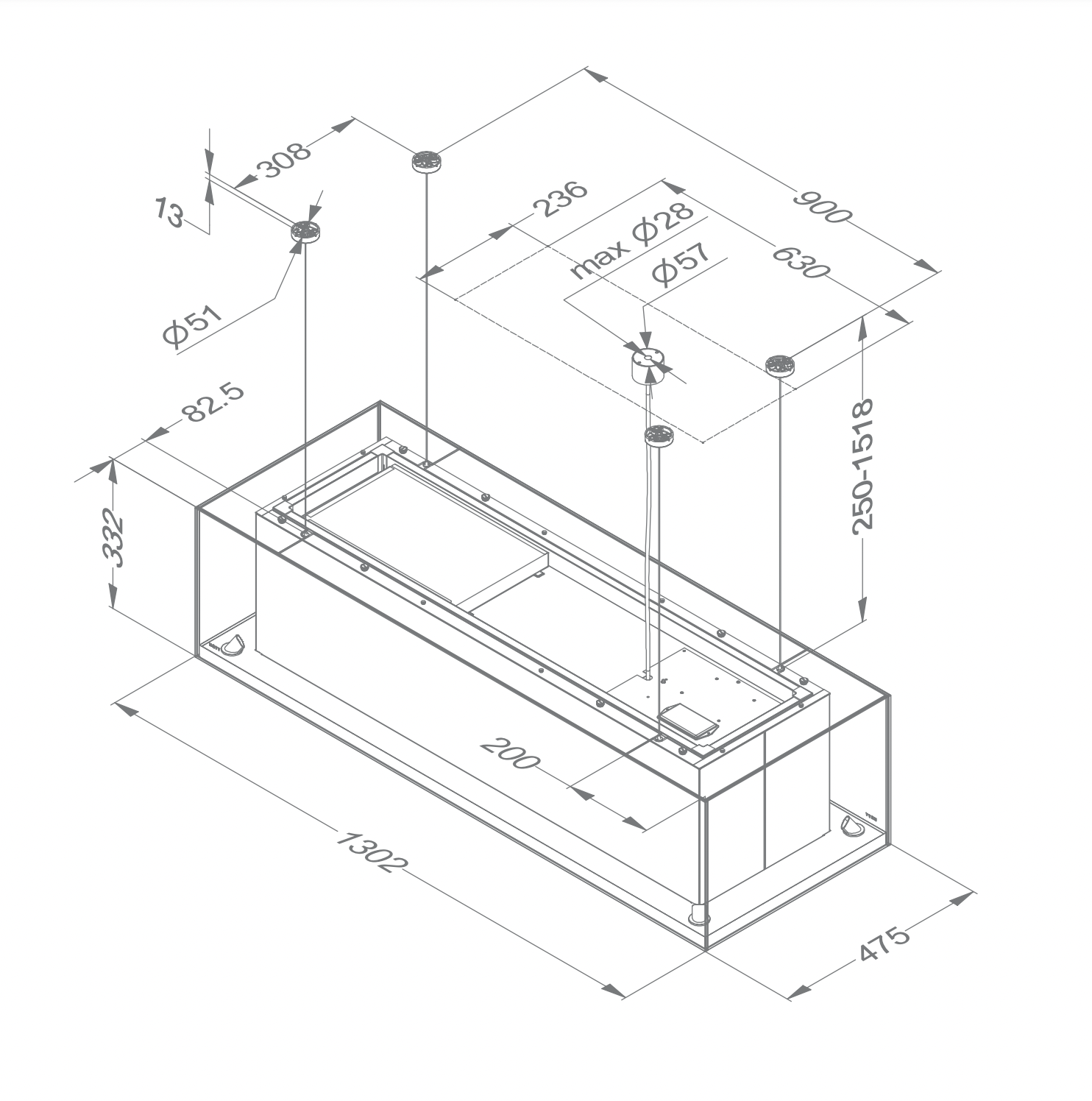 NOVY 7530 eilanddampkap - 130cm