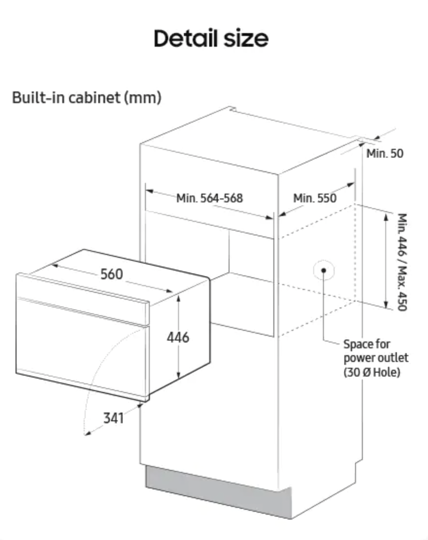SAMSUNG NQ5B4553FBK microgolfoven - combi - 45cm