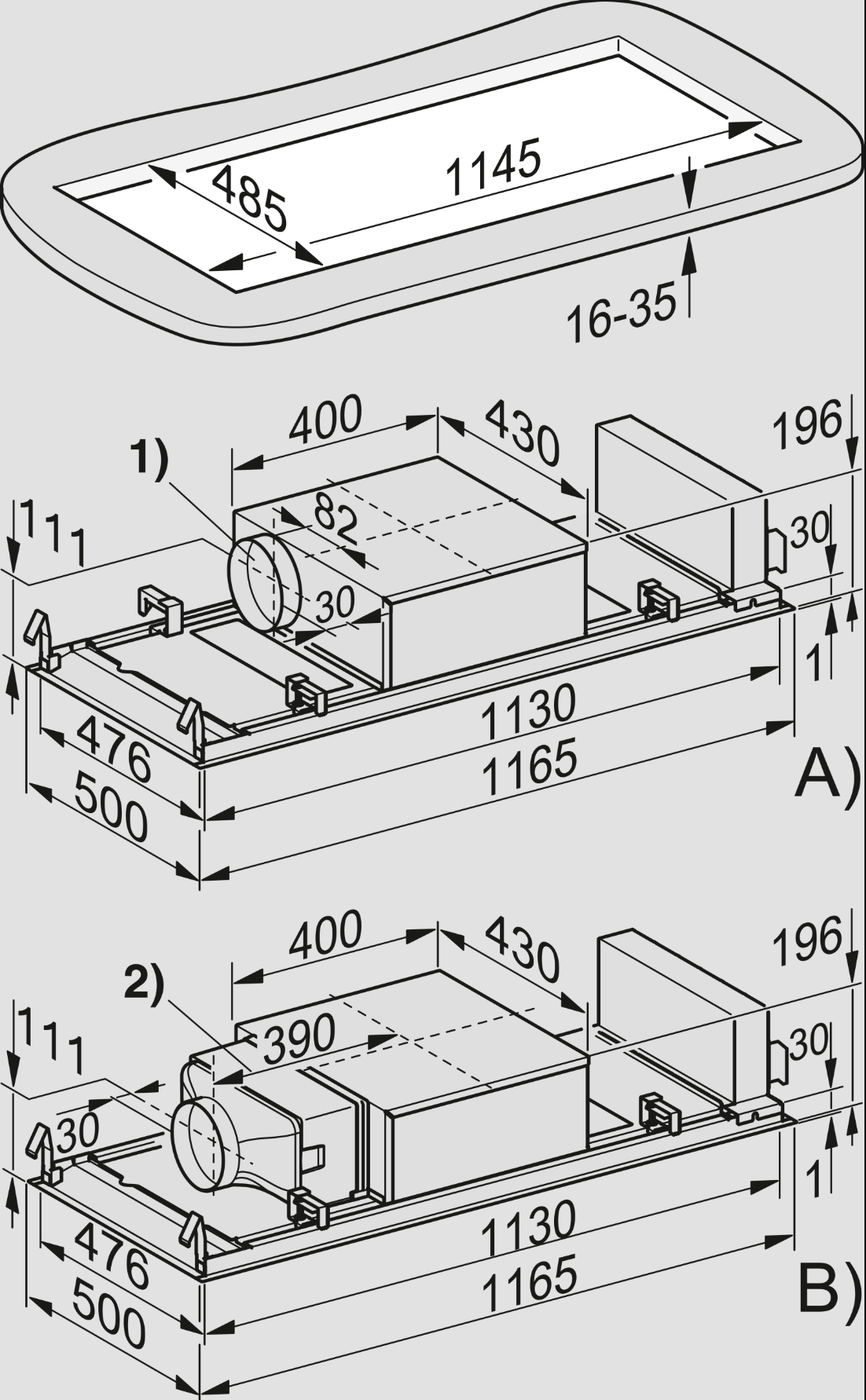 MIELE DAC2240EDST plafonddampkap - 115cm