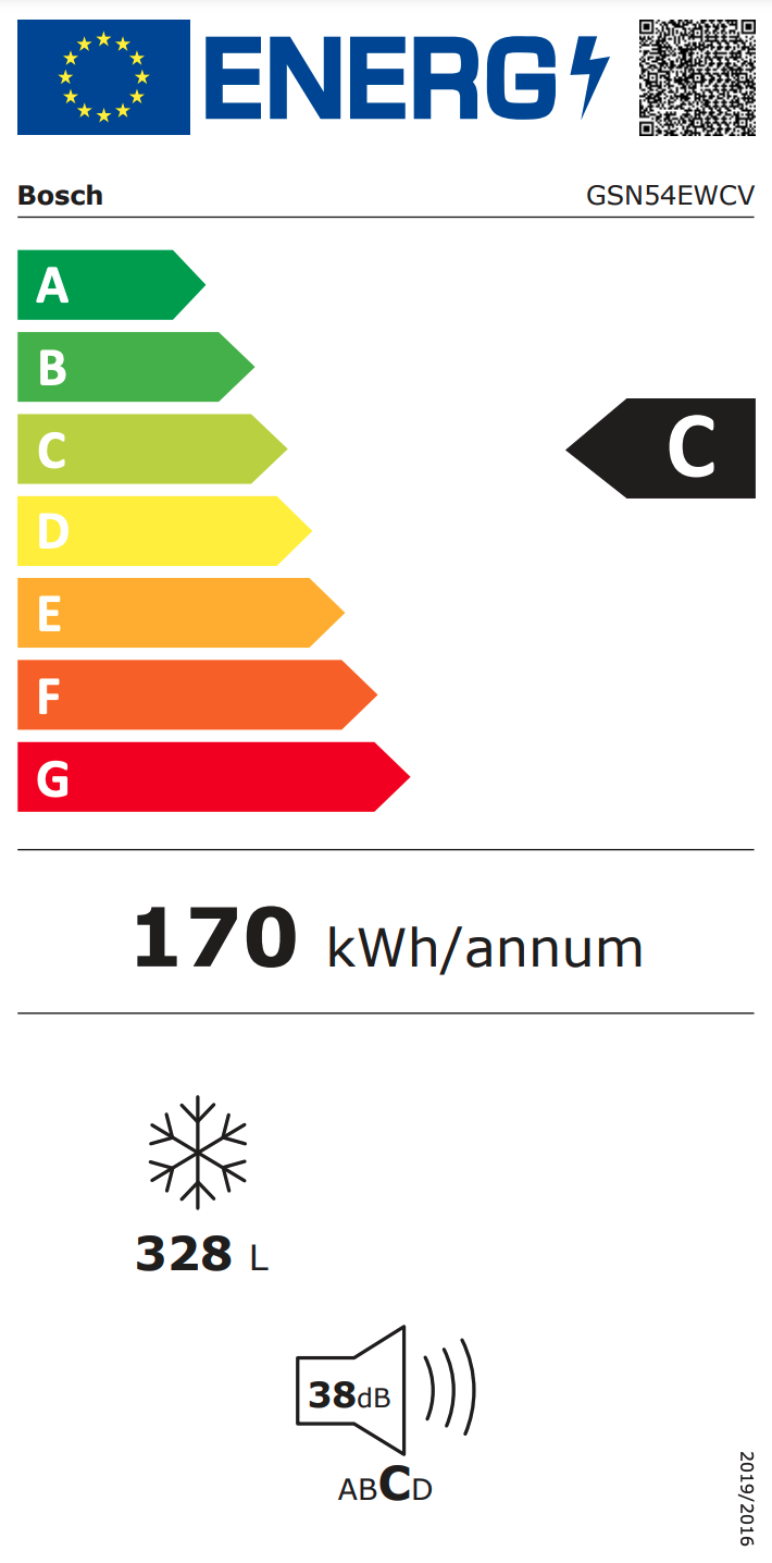 BOSCH GSN54EWCV SERIE 6 vrijstaande vriezer - 176cm