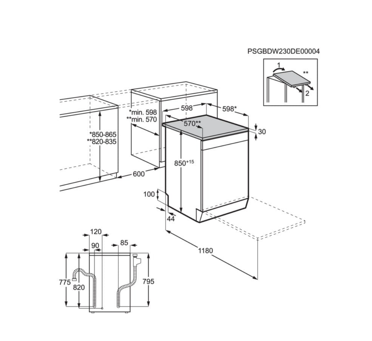 AEG FFB75707PM 7000 vaatwasser met bedieningspaneel