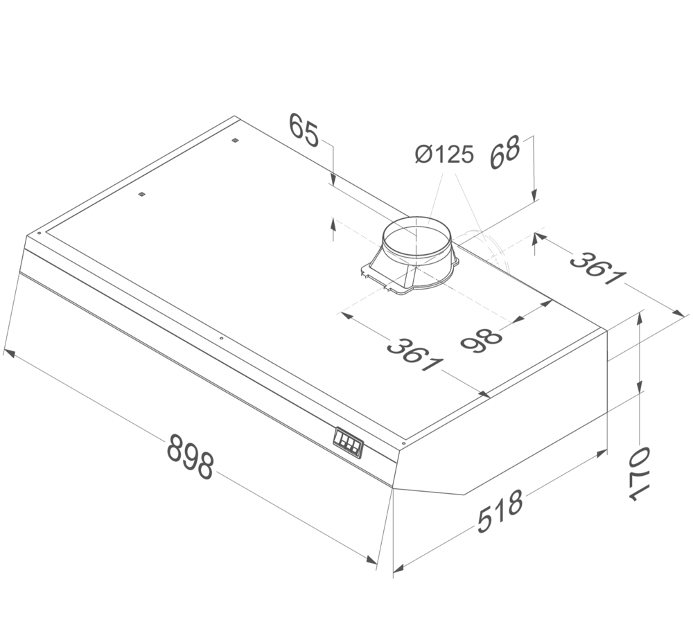 NOVY 939 onderbouw dampkap - 90cm