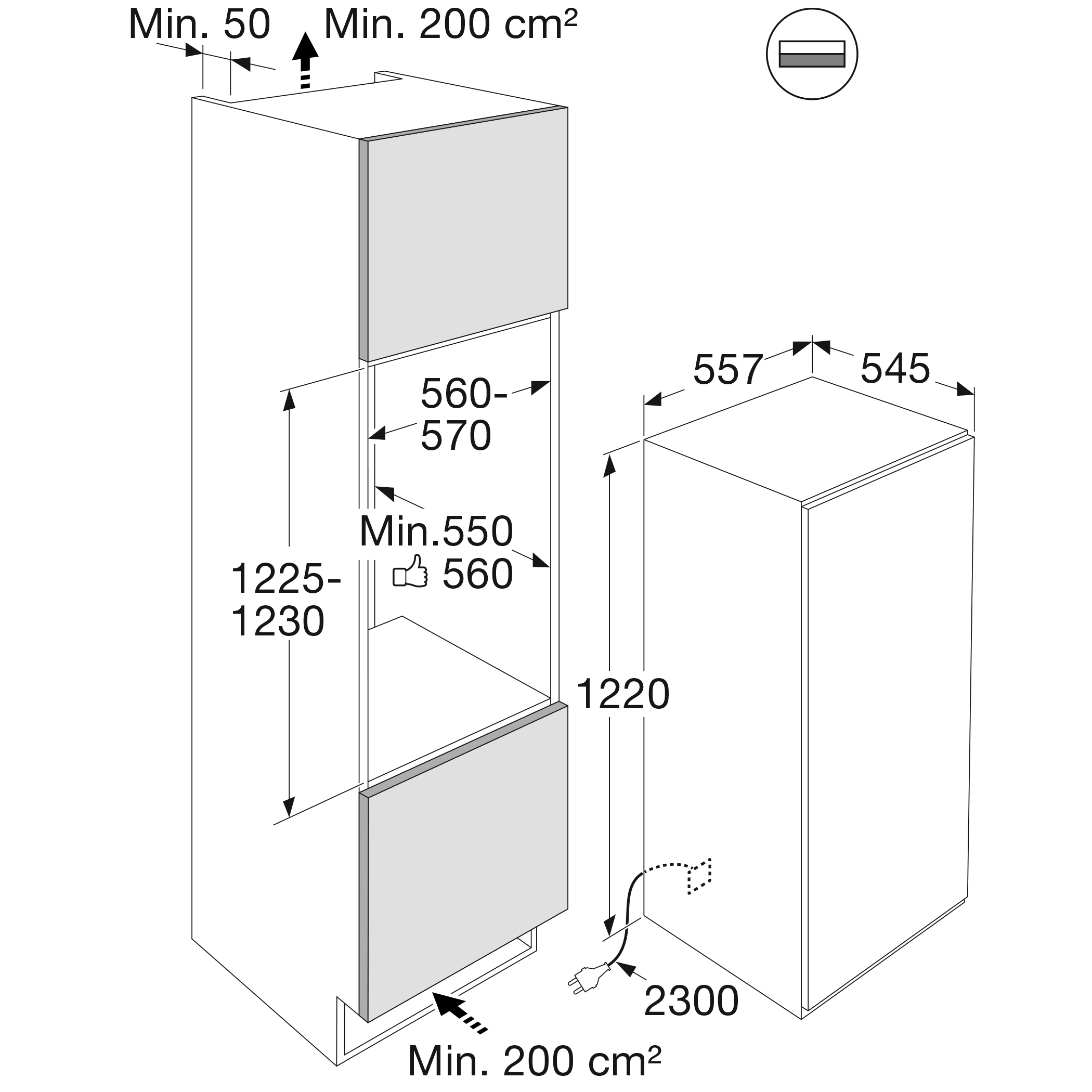 ATAG KD67122B koelkast met vriesvak  - 122cm