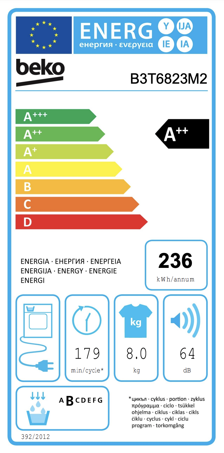 BEKO B3T6823M2 droogkast - warmtepomp