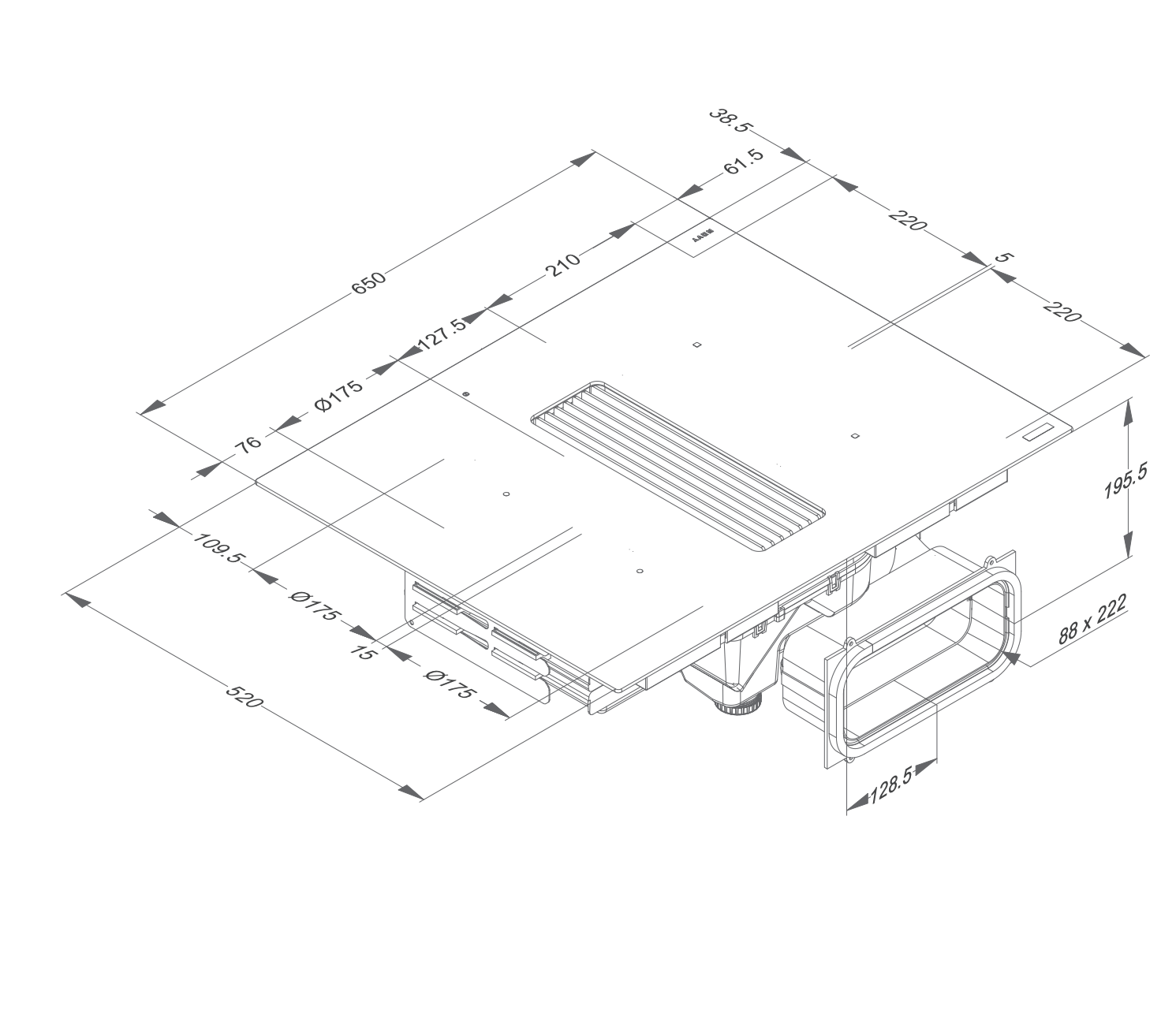 NOVY 1881-G1 kookplaat met afzuiging - 65cm