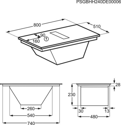 AEG TT84CC33CZ kookplaat met afzuiging - 80cm