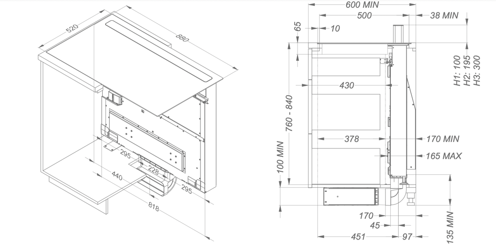 NOVY 1831 kookplaat met afzuiging - 88cm