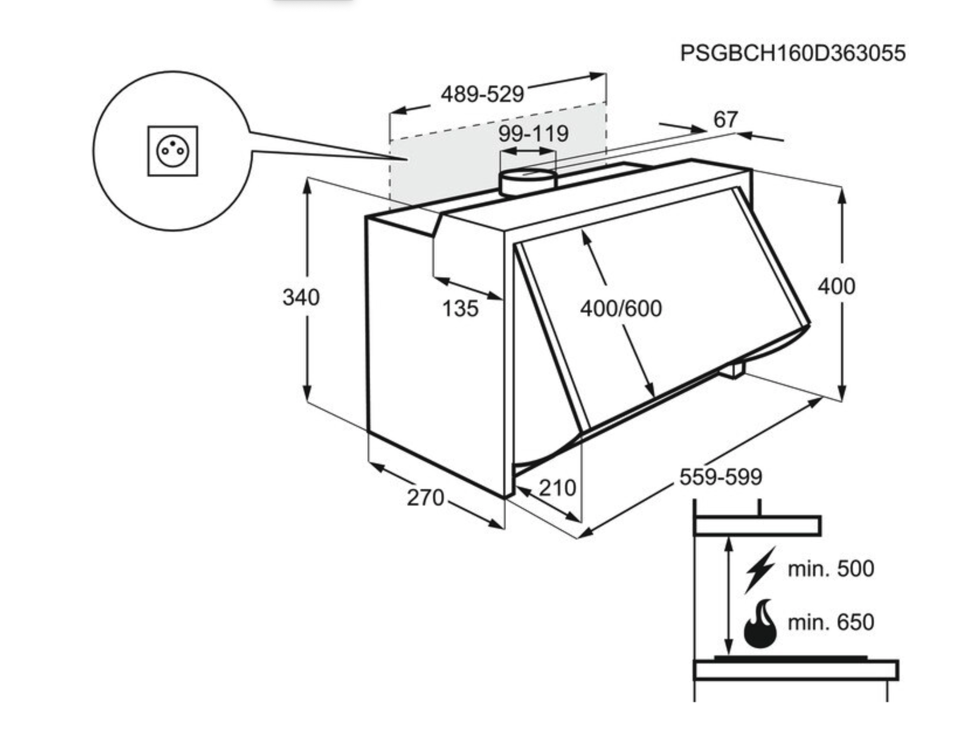 ELECTROLUX LFE216S 300 geïntegreerde dampkap - 60cm
