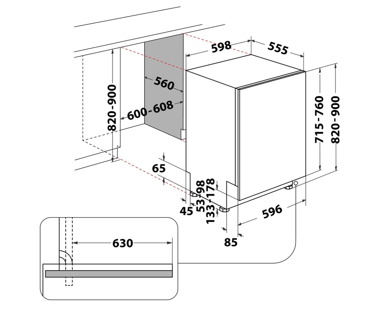 WHIRLPOOL W7IHP40LC vaatwasser volledig integreerbaar