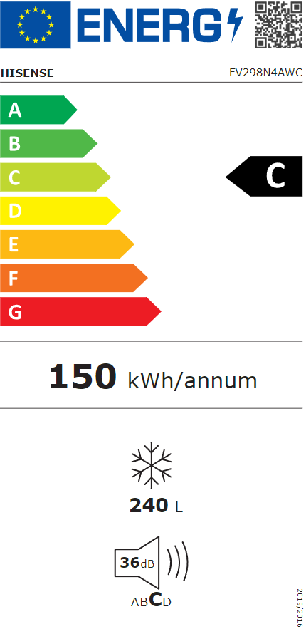 HISENSE FV298N4AWC vrijstaande vriezer - 172cm