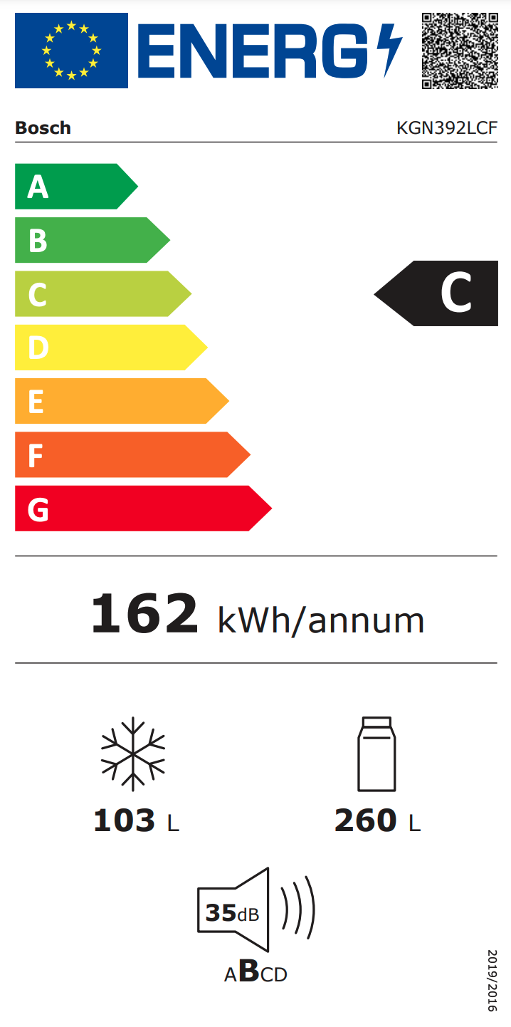 BOSCH KGN392LCF SERIE 4 vrijstaande koel-/vriescombinatie - 203cm