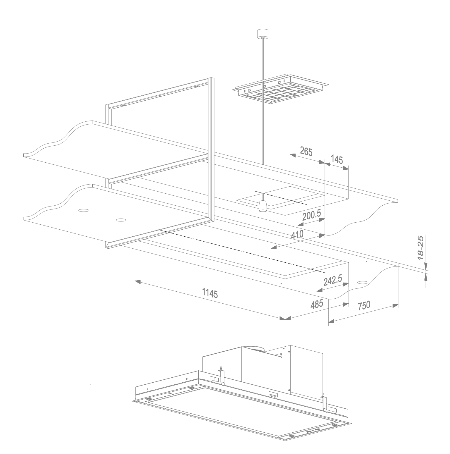 NOVY 15002 eilanddampkap - 120cm