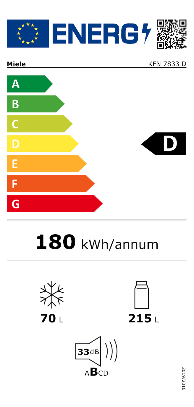 MIELE KFN7833D koel-/vriescombinatie - 193cm