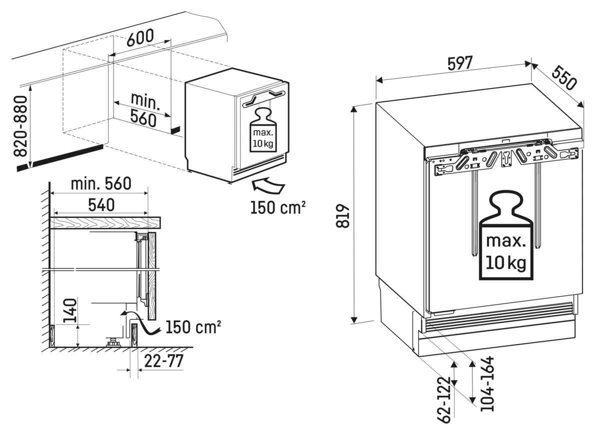 LIEBHERR DURD360020-DECORKADER onderbouw koelkast zonder vriesvak - 82cm